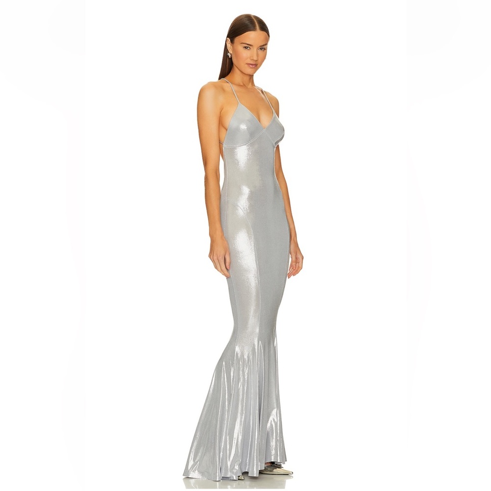 Norma Kamali size small silver metallic gown